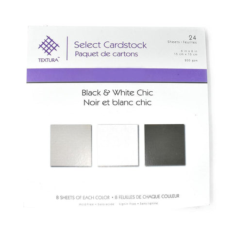 Black and White Chic Cardstock Pad, 6-Inch, 24-Piece