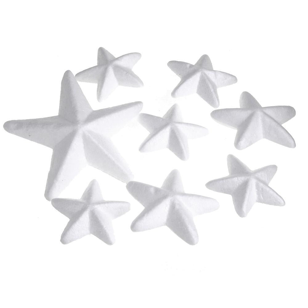 Assorted Stars Polyfoam DIY Project, White, 8-Piece