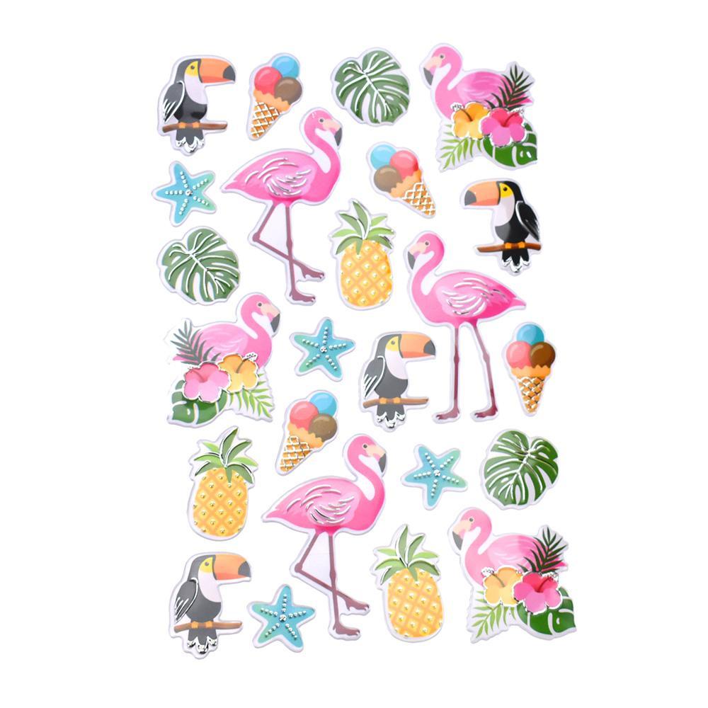 Wild Pink Flamingo Foil Fun Stickers, 24-Piece