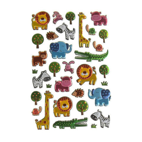 Baby Safari Animals Puffy Foil Fun Stickers, 34-Count