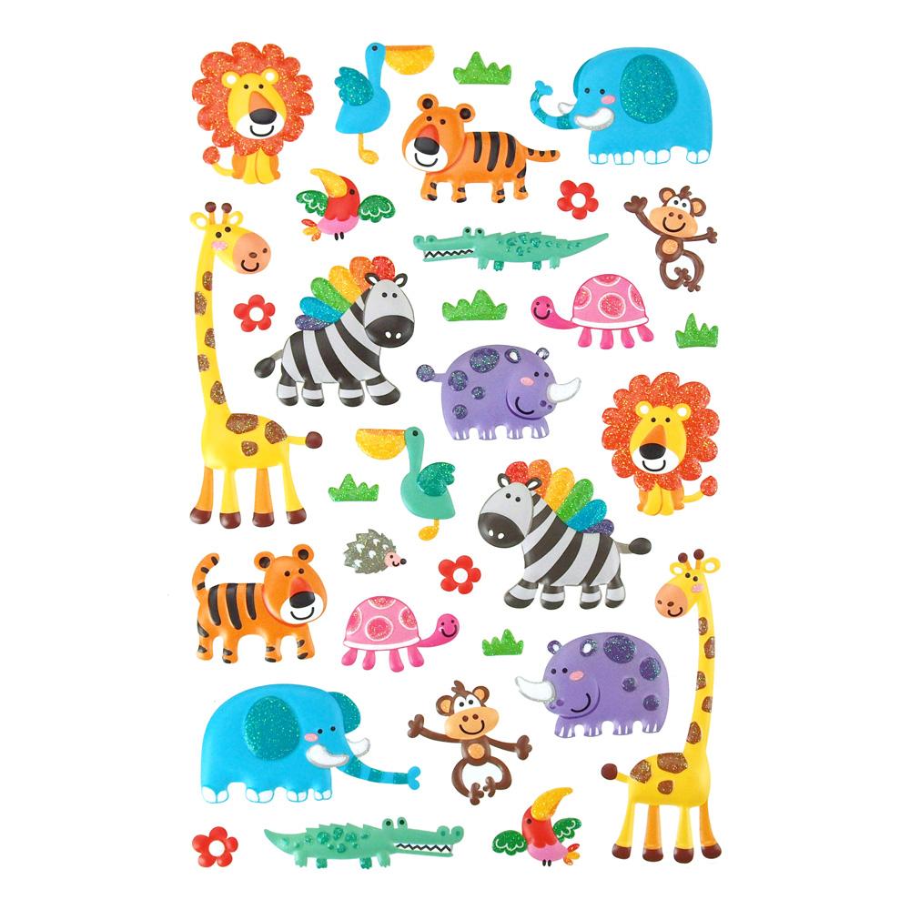 Baby Safari Animals Pop Up Stickers, 30-count