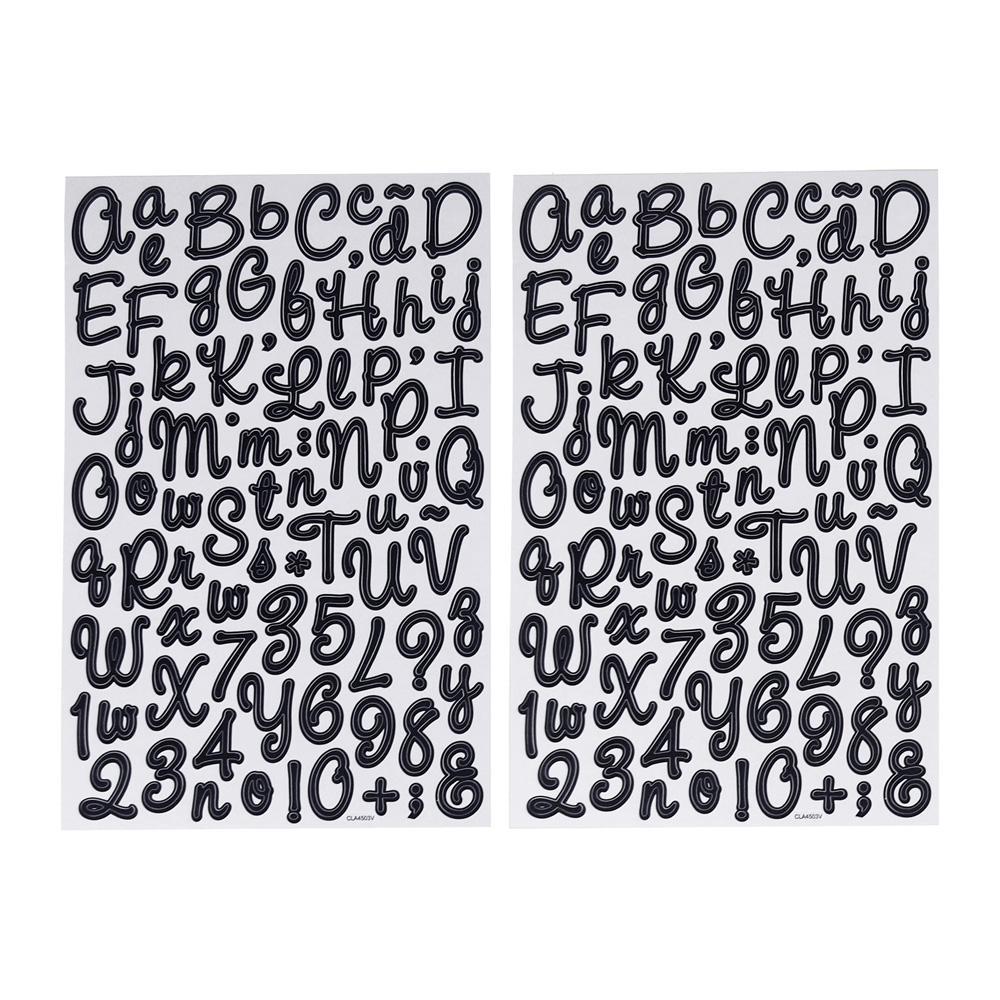 Chalkboard Font Alphabet Stickers, Italic, 7/8-Inch, 2-Sheets