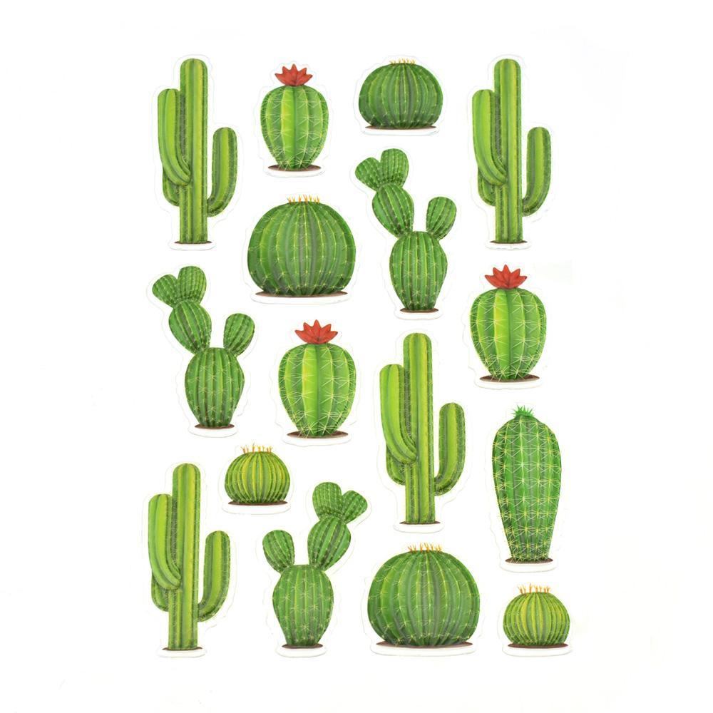 Thorny Cactus 3D Pop-Up Stickers, 16-Piece