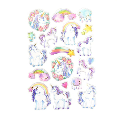 Unicorn Foil Accented Watercolor Epoxy Stickers, 19-Piece