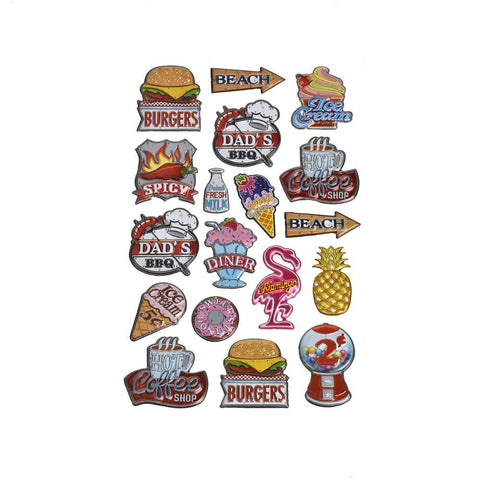 Antique Sign 3D Metallic Stickers, 18-Piece