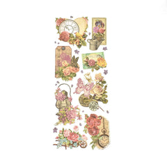 Vintage Glitter Roses Embossed Stickers, 4-Sheet