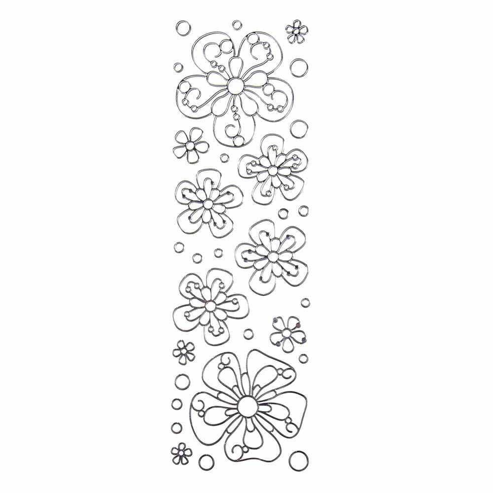 Flower Daisies 3D Clear Foil Stickers, Silver, 11-Count