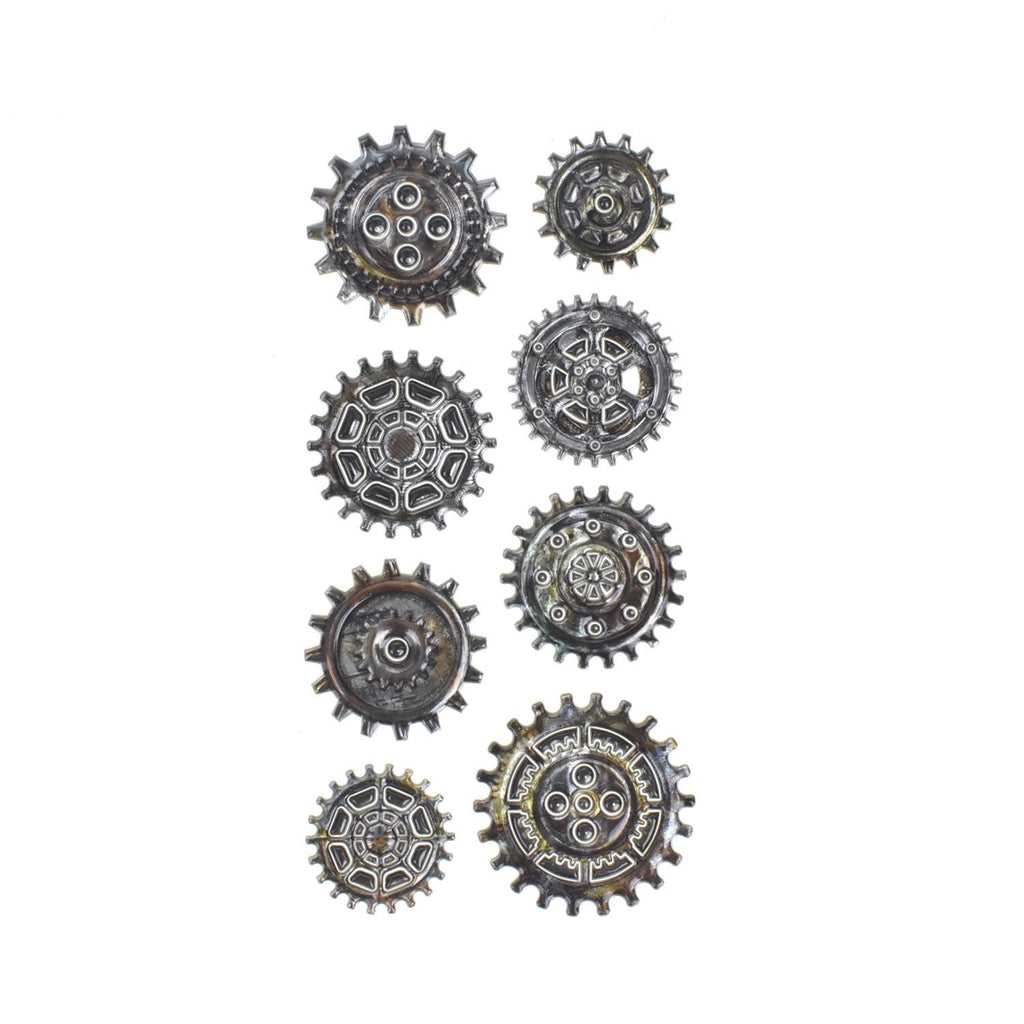 Vintage Elegance Cogs and Gear Stickers, 8-Piece