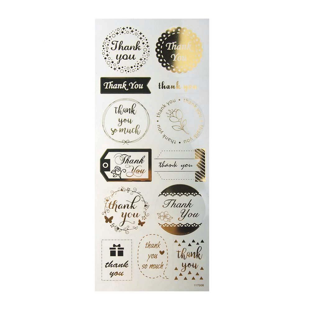 Thank You Wedding Clear Foil Stickers, Gold, 13-Count