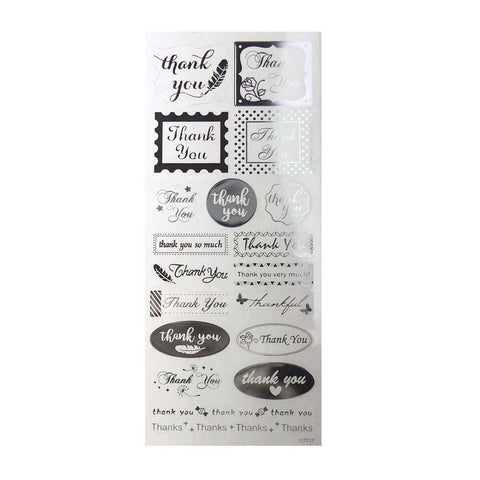 Thank You Wedding Clear Foil Stickers, Silver, 18-Count