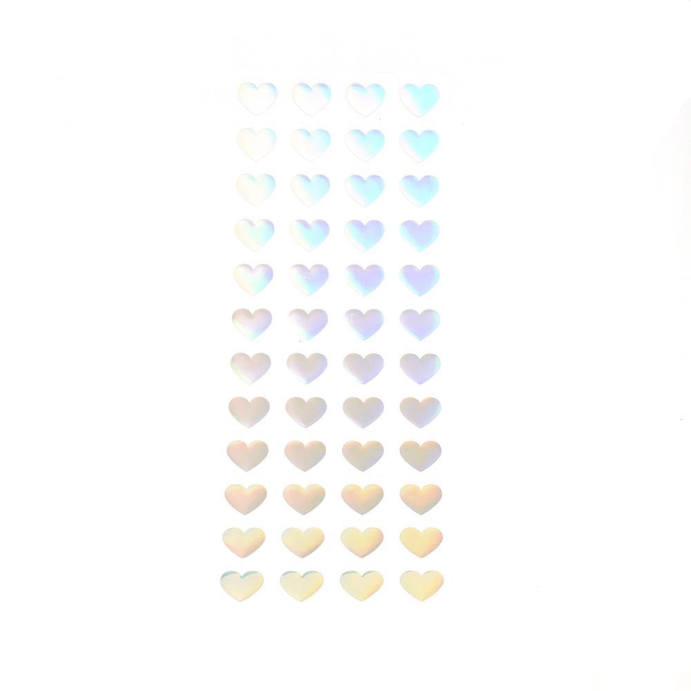 Double Sided Holographic Heart Stickers, Silver, 48-Count