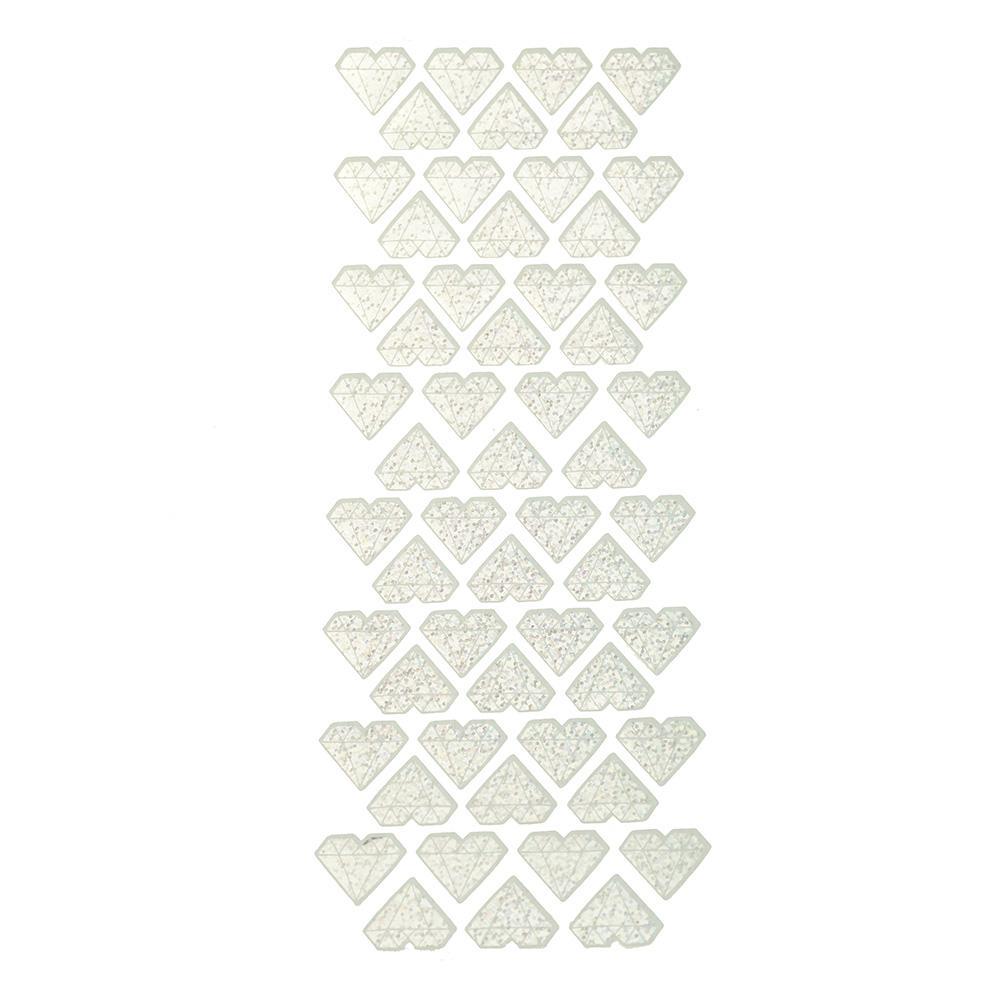 Holographic Heart Diamond Stickers, Silver, 56-Count