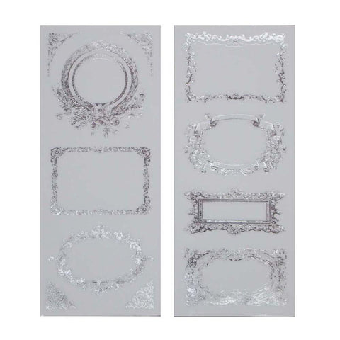 Elegant Frames Foil Stickers, Rectangle, Silver, 2-Sheets