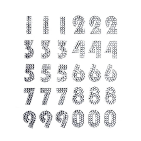 Groovy Numbers Rhinestone Stickers, Silver, 1-Inch, 32-Count