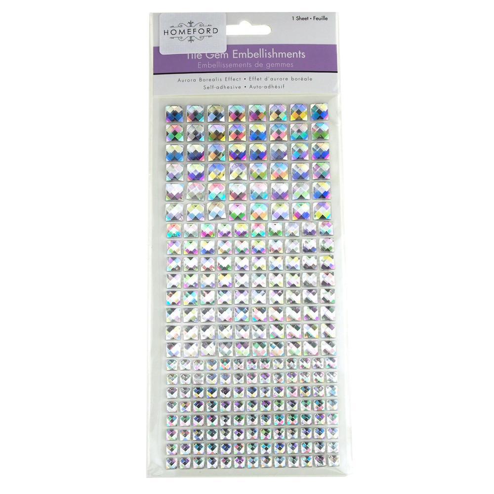 Self-Adhesive Tile Gemstones Stickers, Iridescent, 22-Count