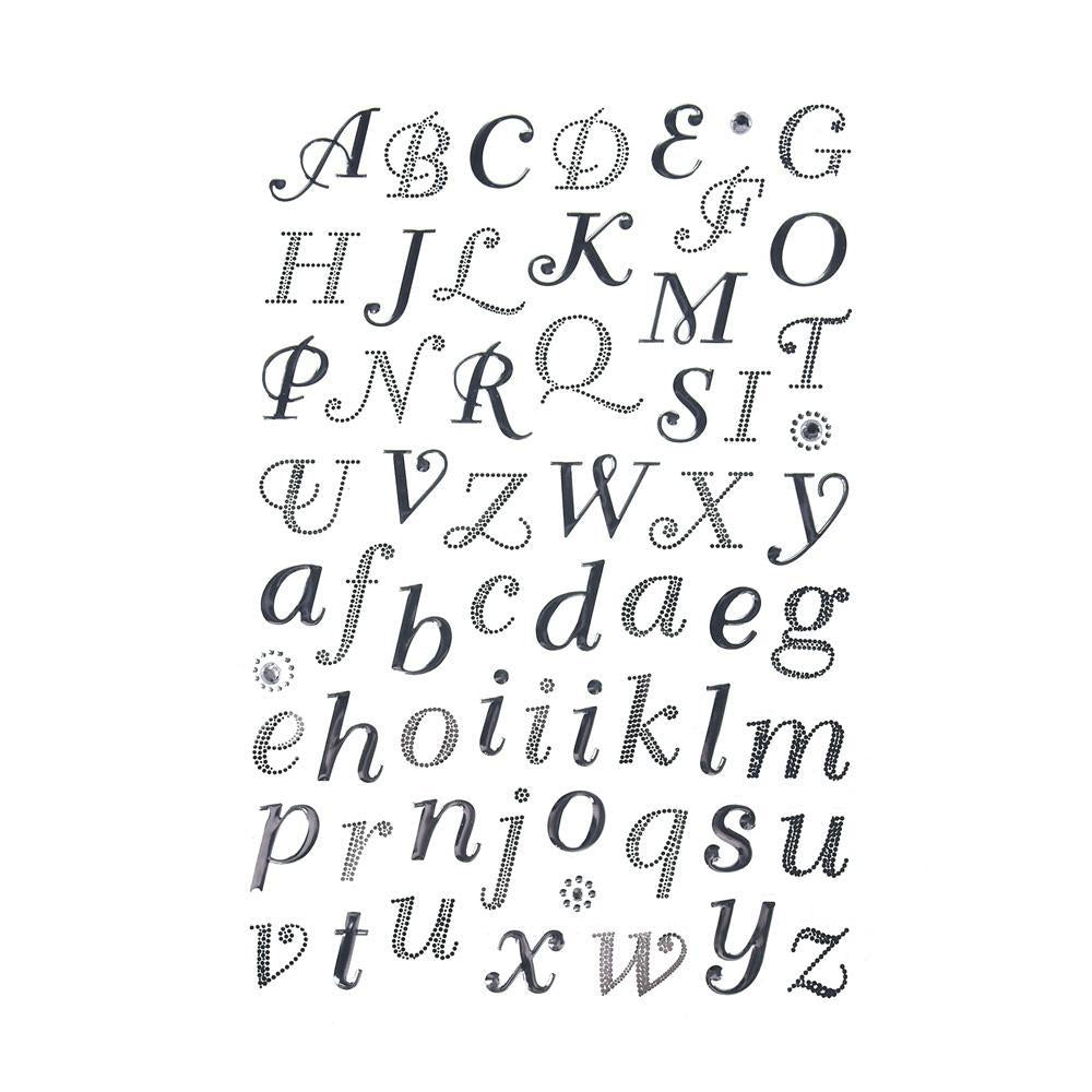 Italic Alphabet Letter Foil Stickers, 1-Inch, 62-Count, Silver