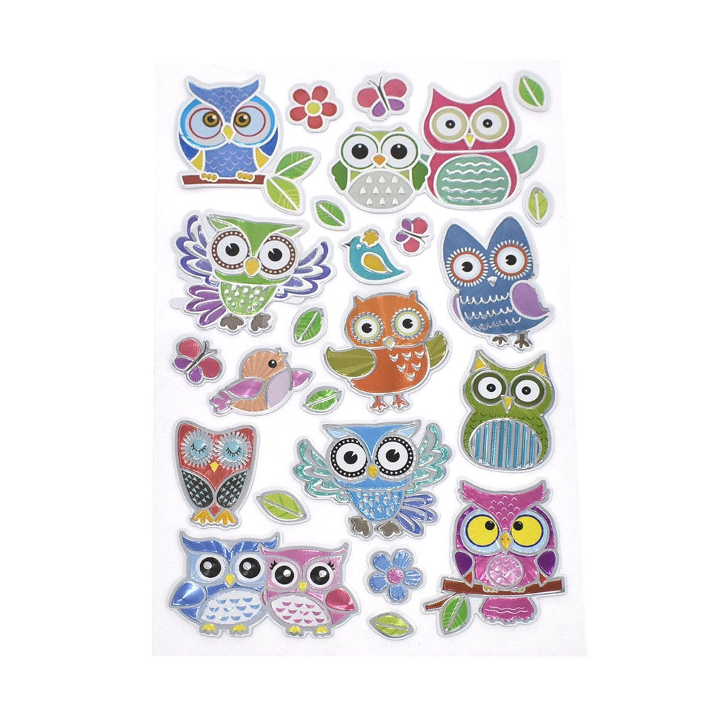 Owl Mania Foil Laser Embossed Stickers, 24-Piece