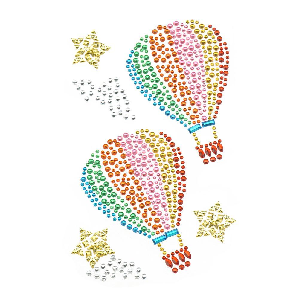 Hot Air Balloon Rhinestone Gem Art Stickers, 6-Piece