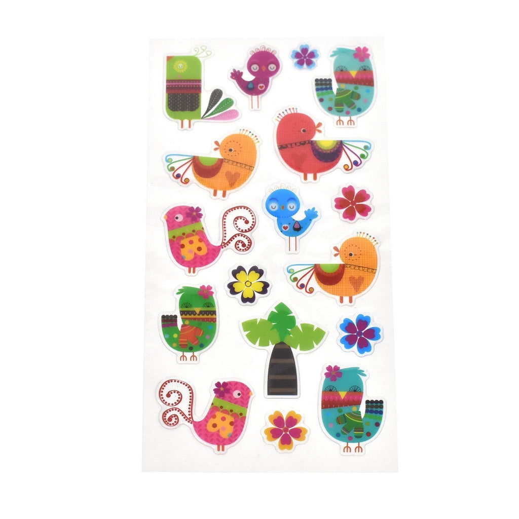 Colorful Birdie Epoxy Stickers, 17-Piece