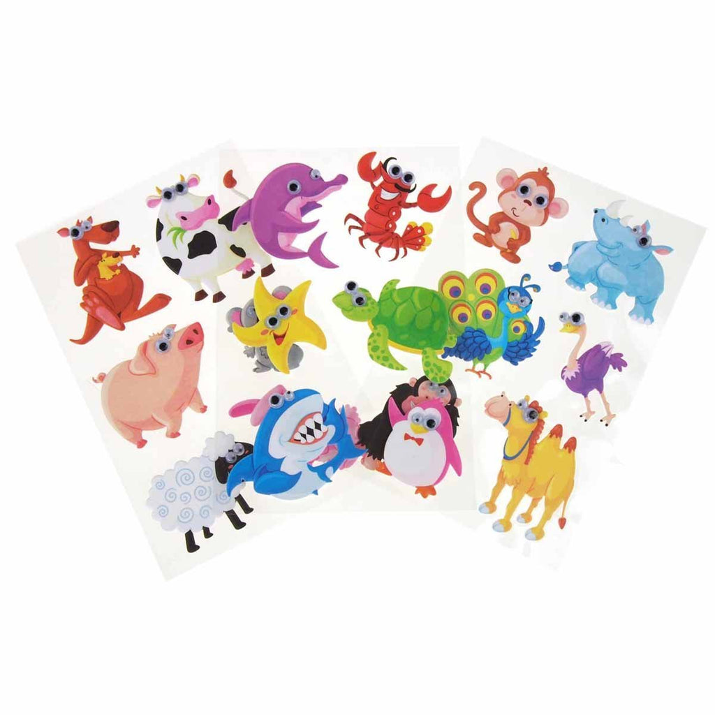 Assorted Animals Googly Eyes Soft-Touch Stickers, 2-Inch, 3-Packs