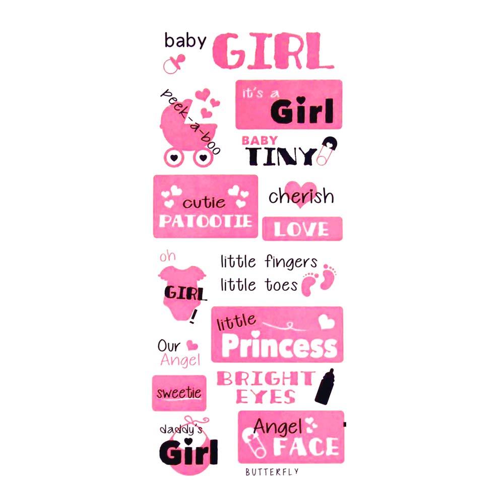 Its A Girl Clear Photo Safe Stickers, Pink, 15-Inch
