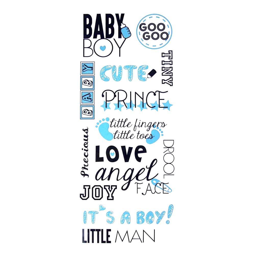 Welcome Baby Boy Clear Photo Safe Stickers, Light Blue, 14-Inch