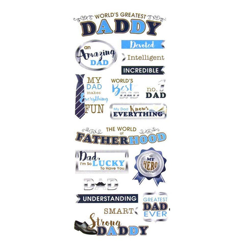 Worlds Greatest Daddy Clear Photo Safe Stickers, Navy/Blue, 17-Count