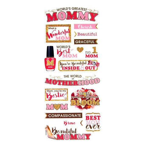 Worlds Greatest Mommy Clear Photo Safe Stickers, Red/Gold, 18-Count