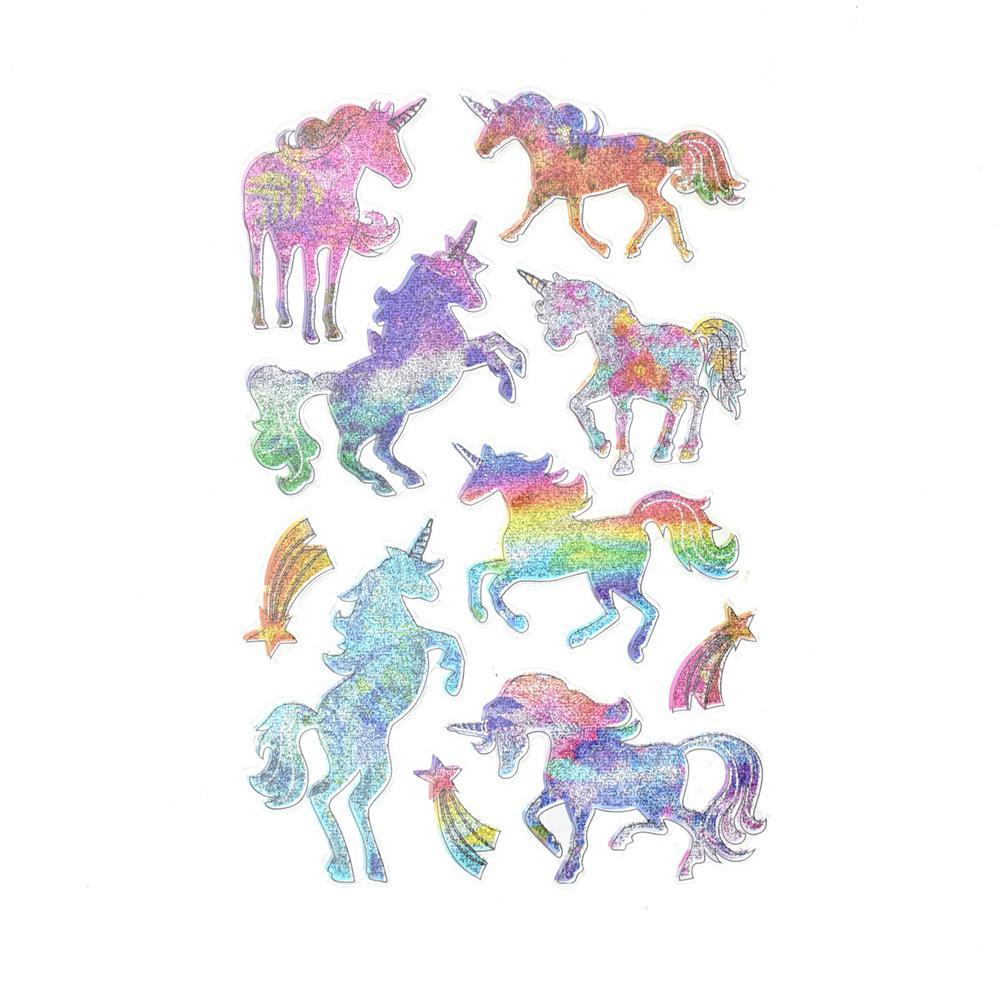 Magical Unicorn 3D Puffy Glitter Stickers, 10-Piece