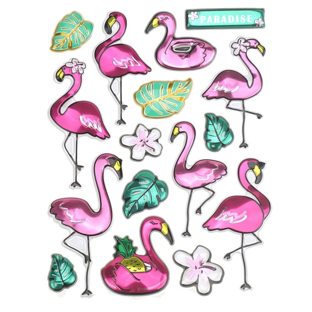 Metallic Flamingo Pop Up Stickers, 16-Piece