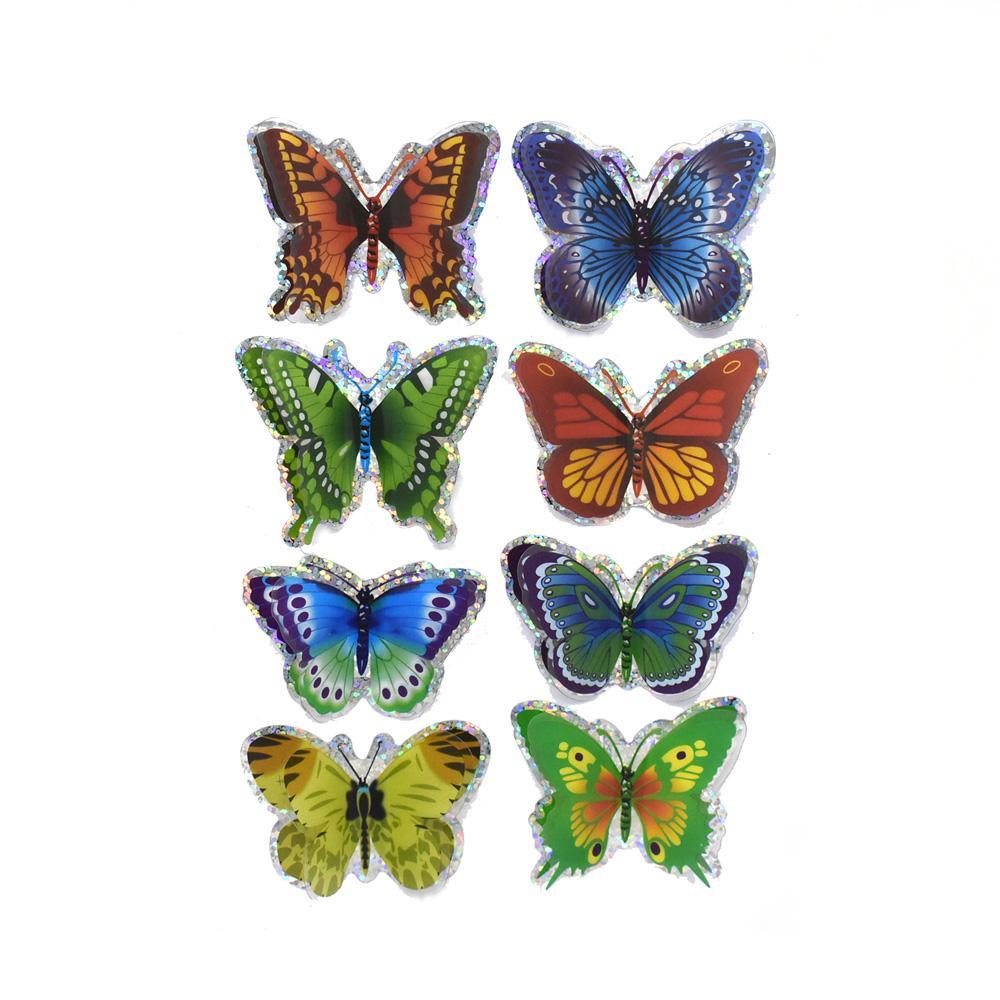 Multicolor Pop-Up Foil Butterflies 3D Stickers, 8-Piece