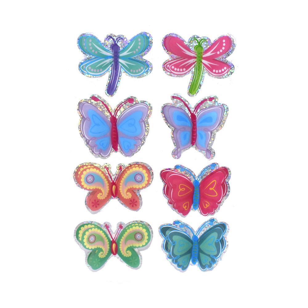 Pastel Mix Pop-Up Foil Butterflies 3D Stickers, 8-Piece