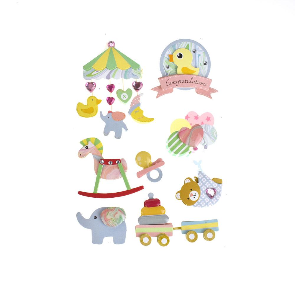 Baby Shower Bundle of Joy 3D Stickers, 7-Piece
