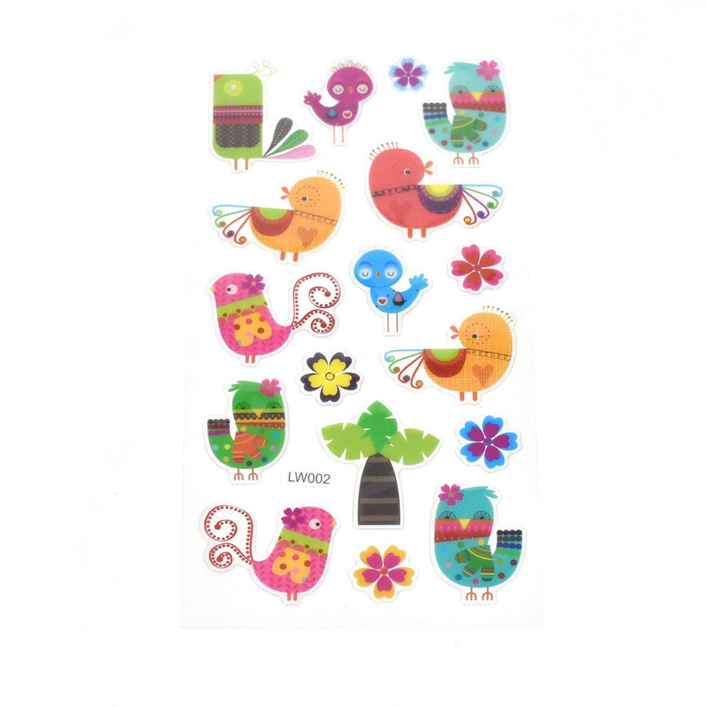 Colorful Chickadee Clear Glitter Stickers, 11-Piece