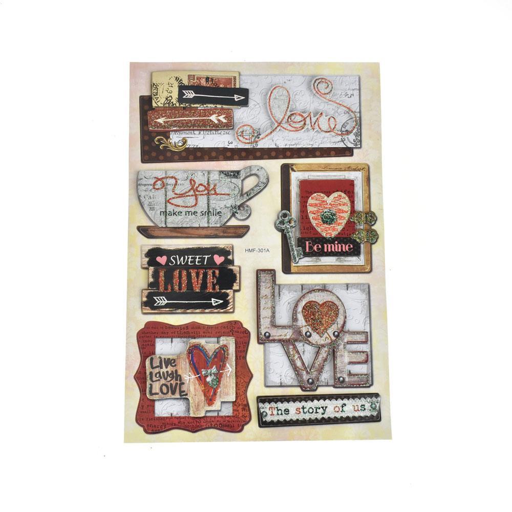 Love Glitter Paper Craft Stickers, 7-Piece