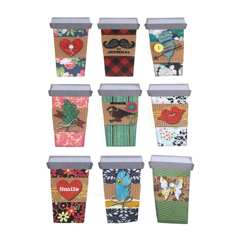 Coffee Time 3D Handcrafted Paper Stickers, 2-Inch, 9-Count