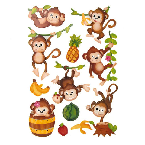 Monkey Business Handcrafted Chipboard Stickers, 12-count