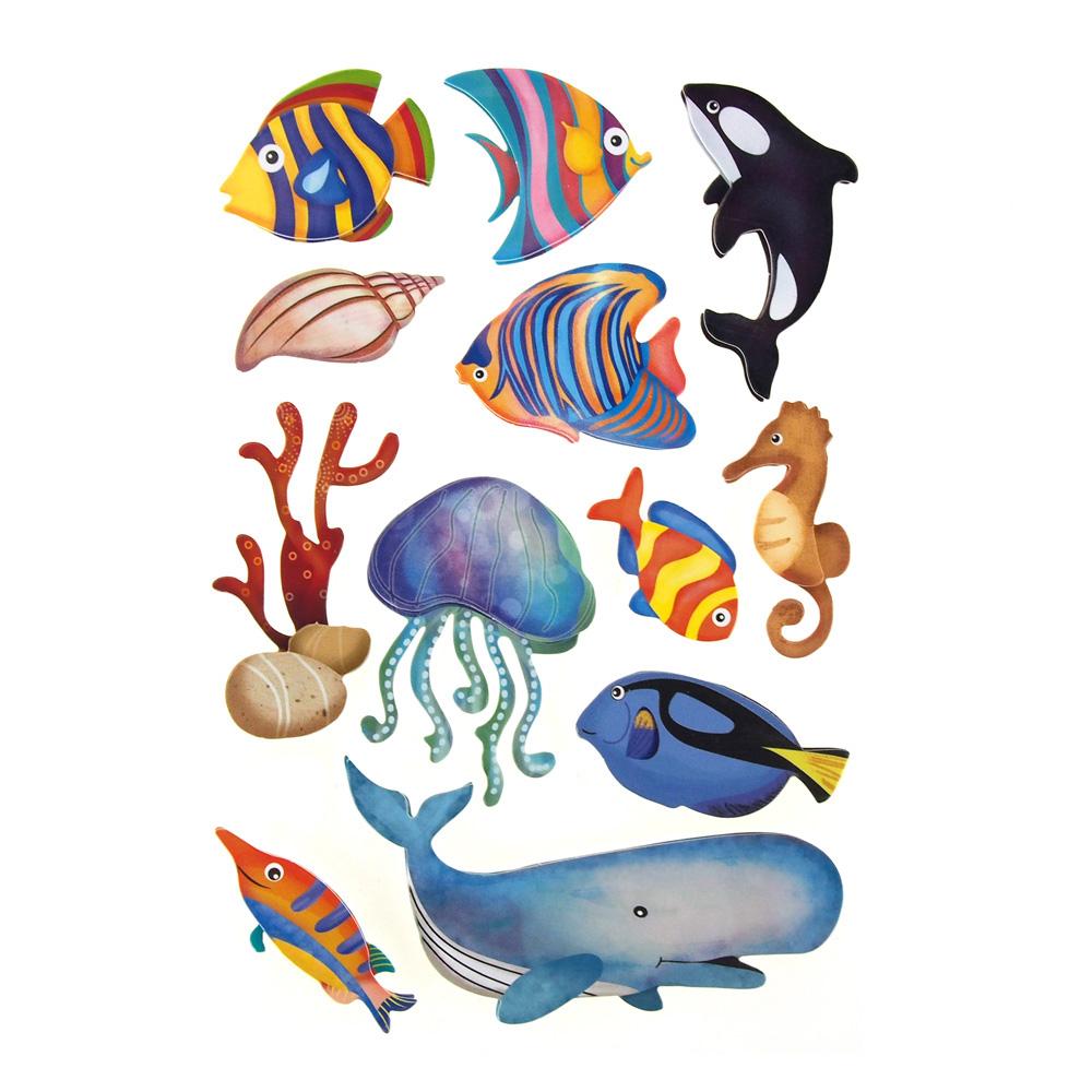 Sea World Handcrafted Chipboard Stickers, 12-count