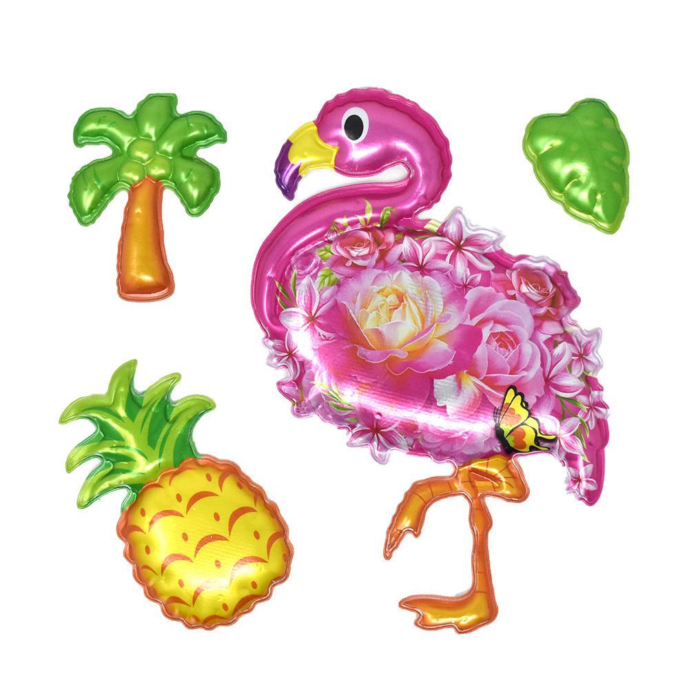 Tropical Flamingo Wall Decal 3D Balloon Stickers, Assorted, 4-Piece