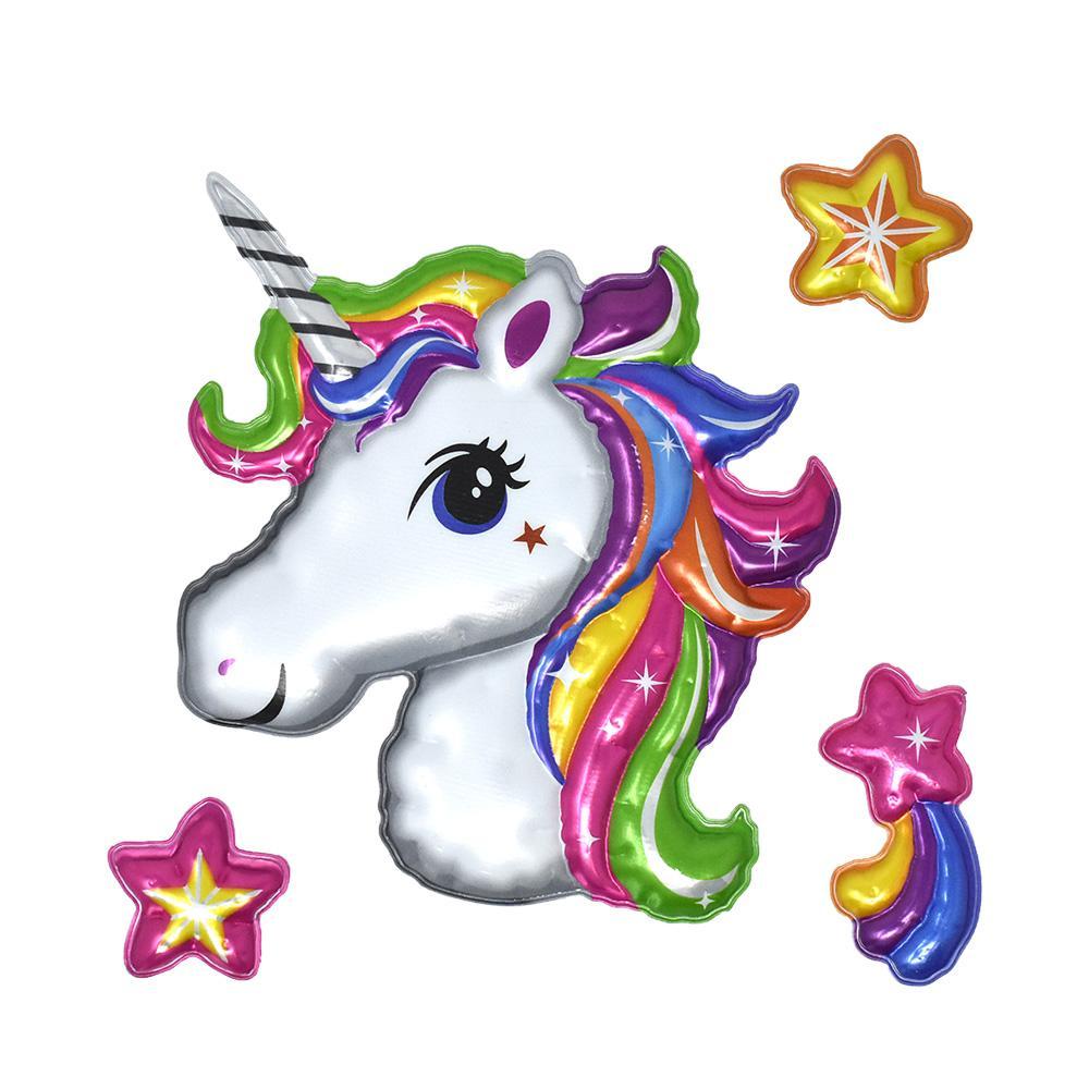 Unicorn with Stars Wall Decal 3D Balloon Stickers, Assorted, 4-Piece