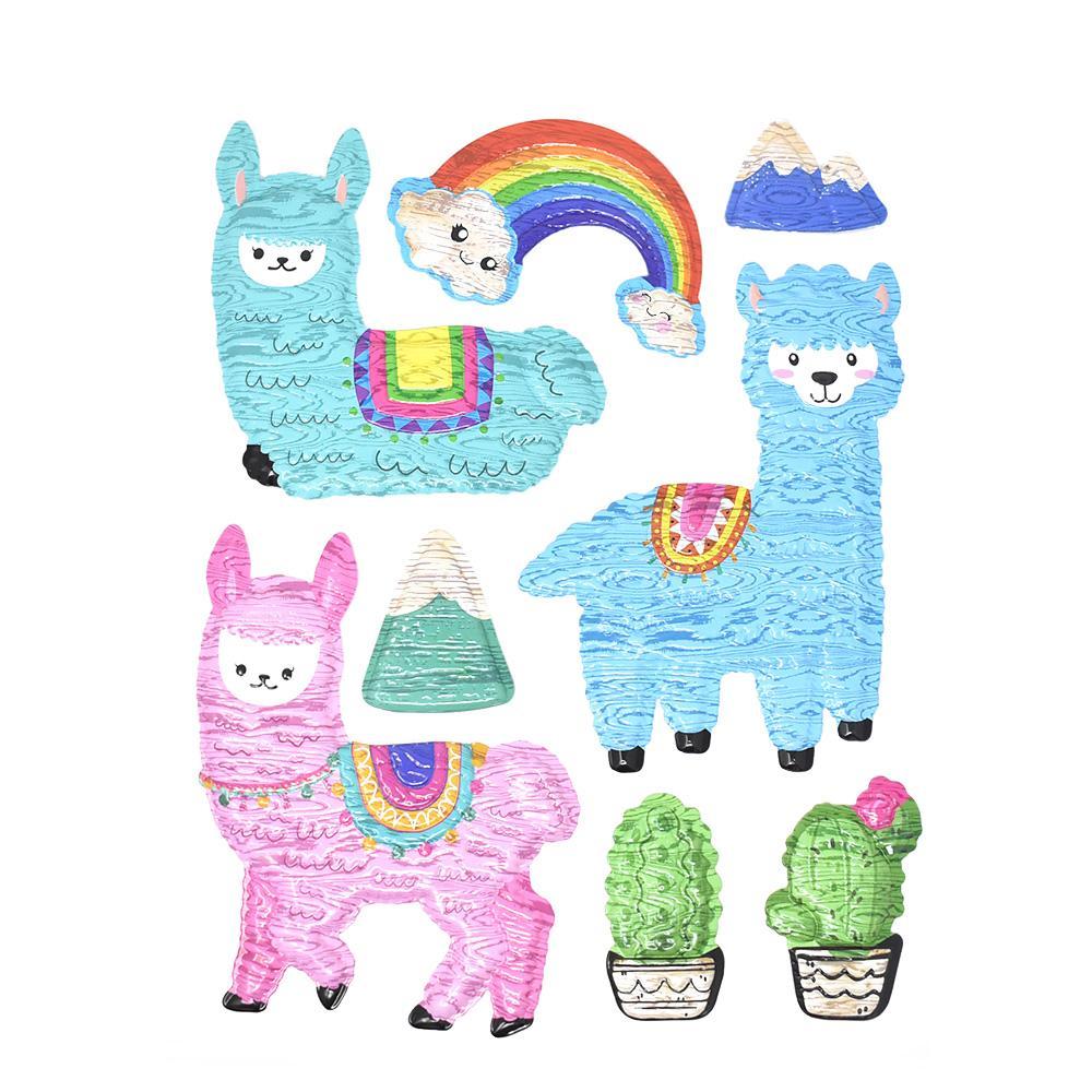 Mountain Llama Friends Wall Decal 3D Stickers, Assorted, 8-Piece