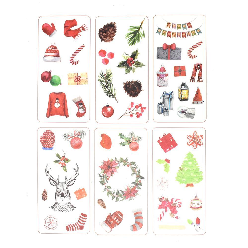 Christmas Mitten and Decoration Holiday Stickers, Red, 6-Sheets