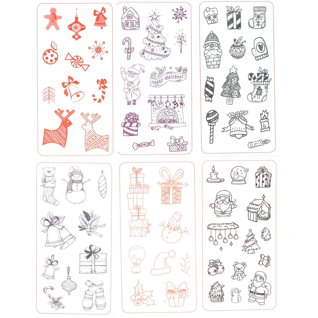 Sketch and Outline Christmas Holiday Stickers, 6-Sheets