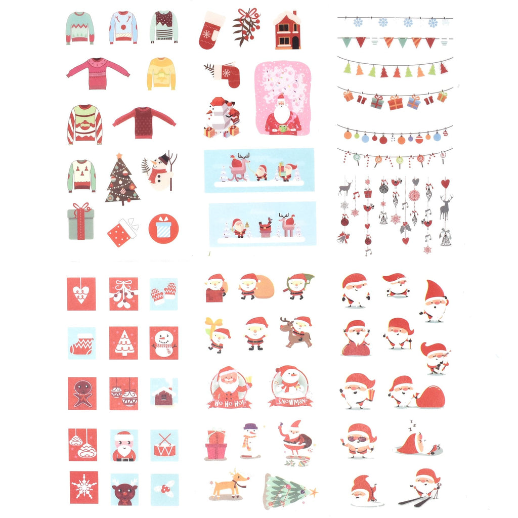 Adorable Santa Claus and Christmas Holiday Stickers, 6-Sheets