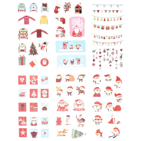 Adorable Santa Claus and Christmas Holiday Stickers, 6-Sheets