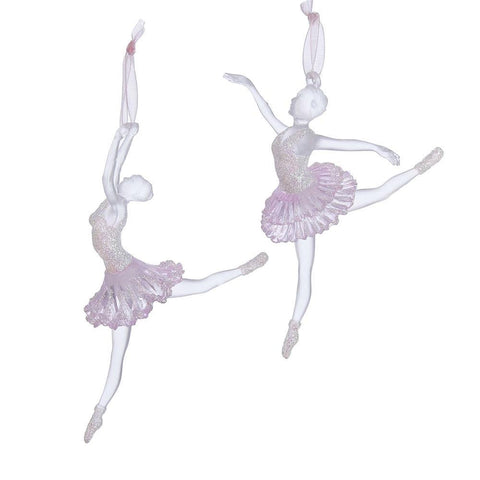 Dancing Acrylic Ballerina Christmas Ornaments, 5-1/2-Inch, 2-Piece