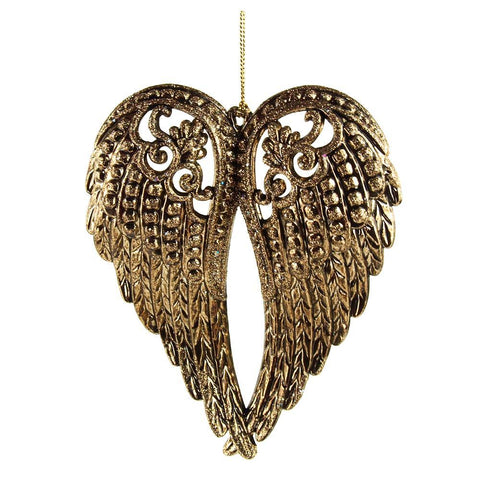 Metallic Electroplate Angel Wing Ornament, Gold, 5-Inch