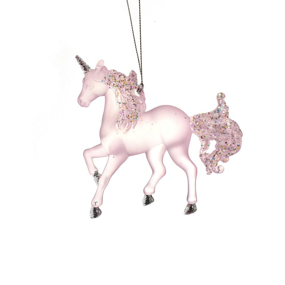 Matte Pink Unicorn with Glitter Ornament, 4-1/4-Inch