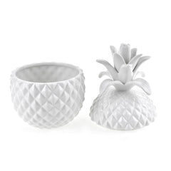 Pineapple Ceramic Cookie Jar, White, 8-Inch