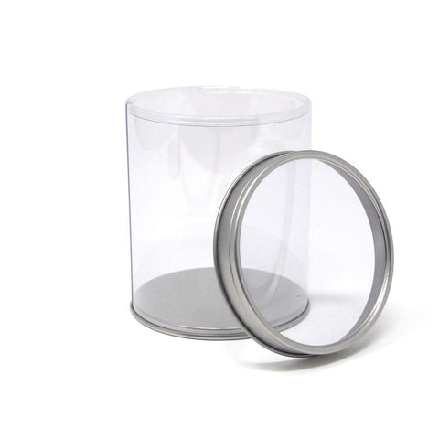 Party Favor Cylinder with Clear Window Tin Lid, 3.8-Inch